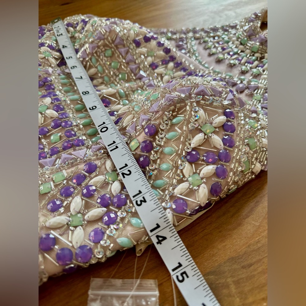 Purple Orchid Beaded Halter Maxi Gown Dave & Johnny Formal Dress 1/2 - Picture 10 of 11
